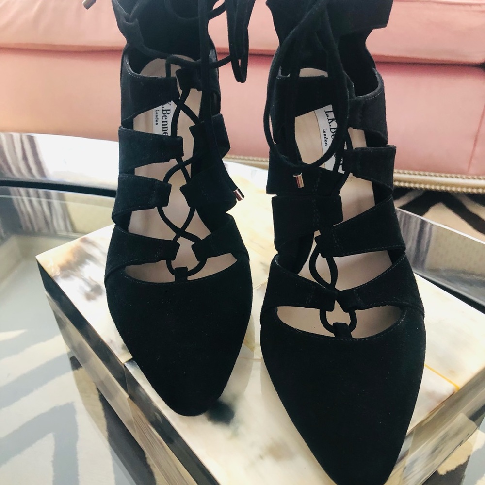 L.K. Bennett Suede Lace Up Heels - Picture 2 of 6